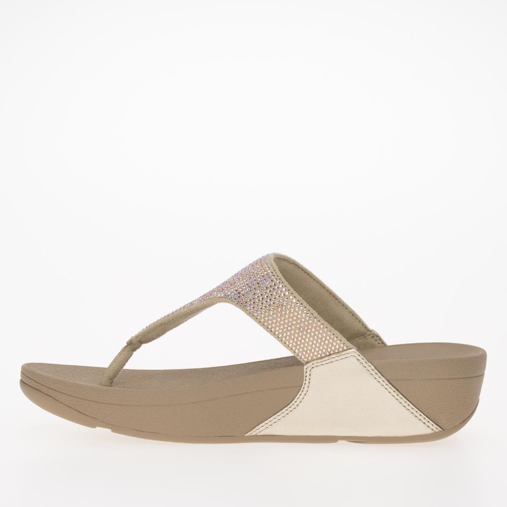 Žabky FitFlop Lulu Crystal Embellished Toe-Post Sandals EC5-A94 - béžové