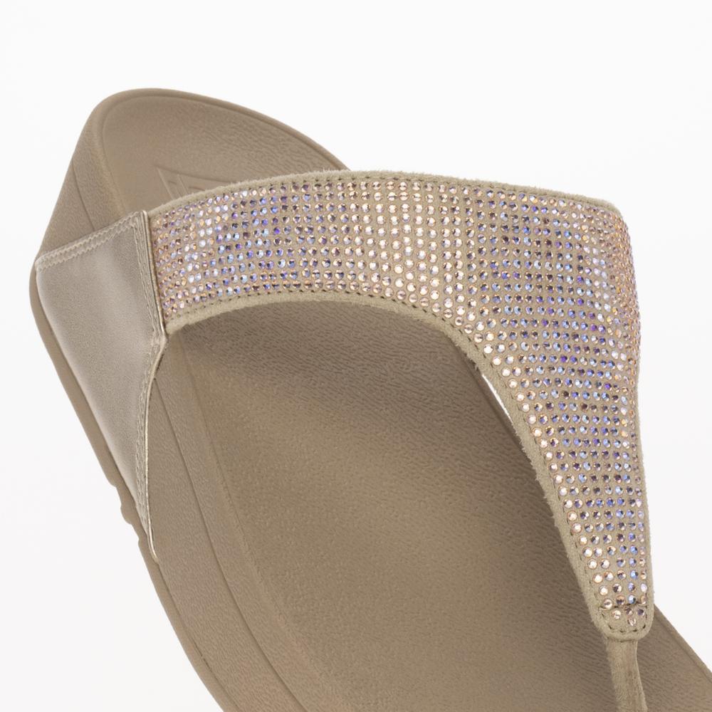 Žabky FitFlop Lulu Crystal Embellished Toe-Post Sandals EC5-A94 - béžové