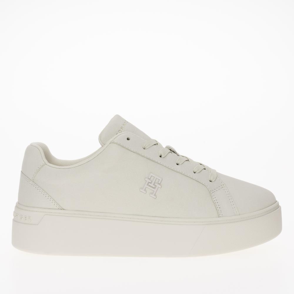 Boty Tommy Hilfiger Nubuck Leather Platform Court FW0FW07912-YBL - béžové