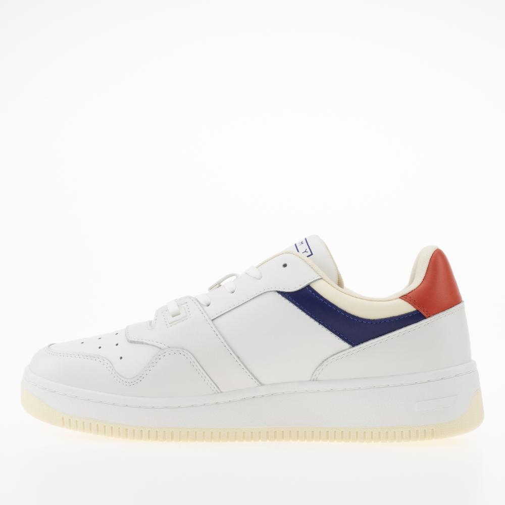 Boty Tommy Jeans Premium Leather Basketball EM0EM01216-0GY - bílé