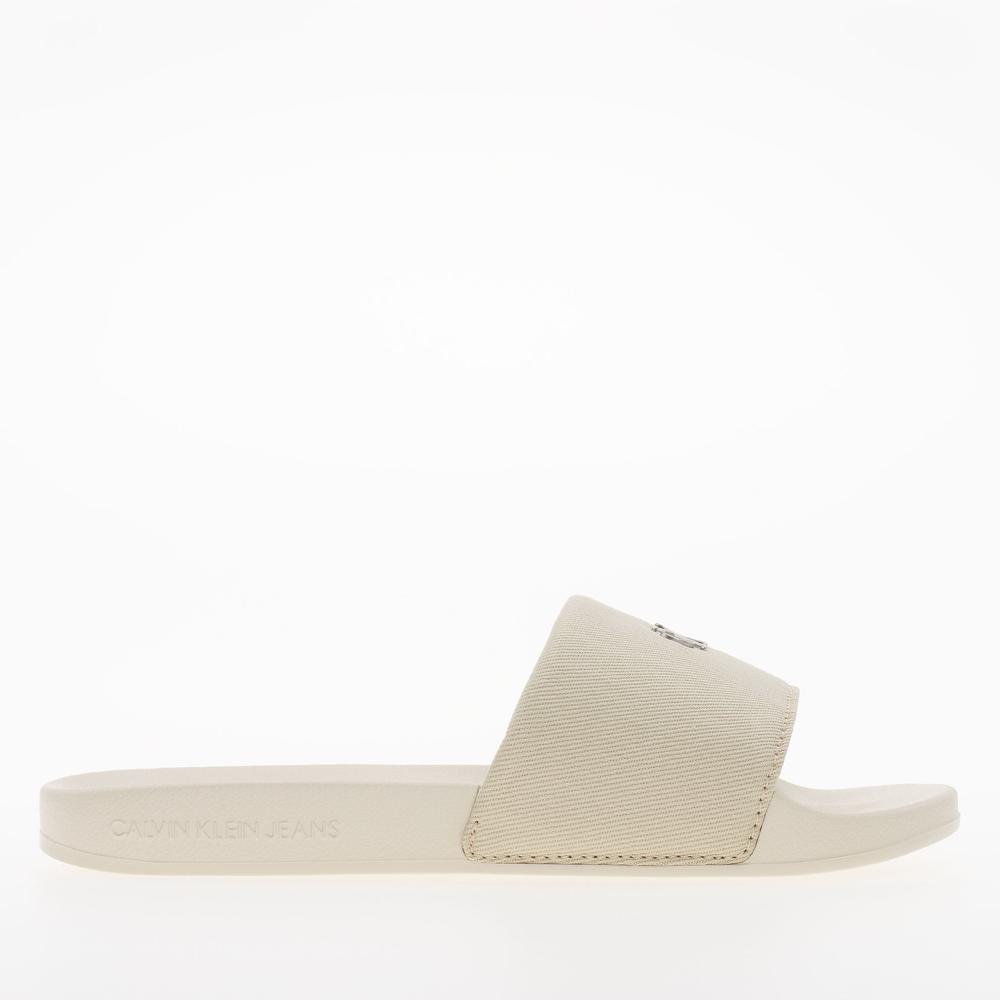 Žabky Calvin Klein Slide Monogram Hardware YW0YW01713-AEO - bílé