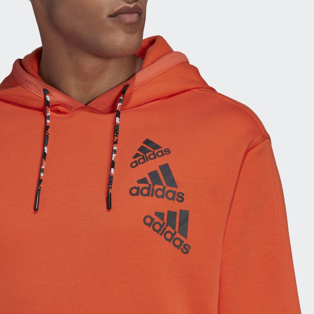 Mikina adidas Essentials BrandLove Fleece Hoodie HL9385 - oranžové