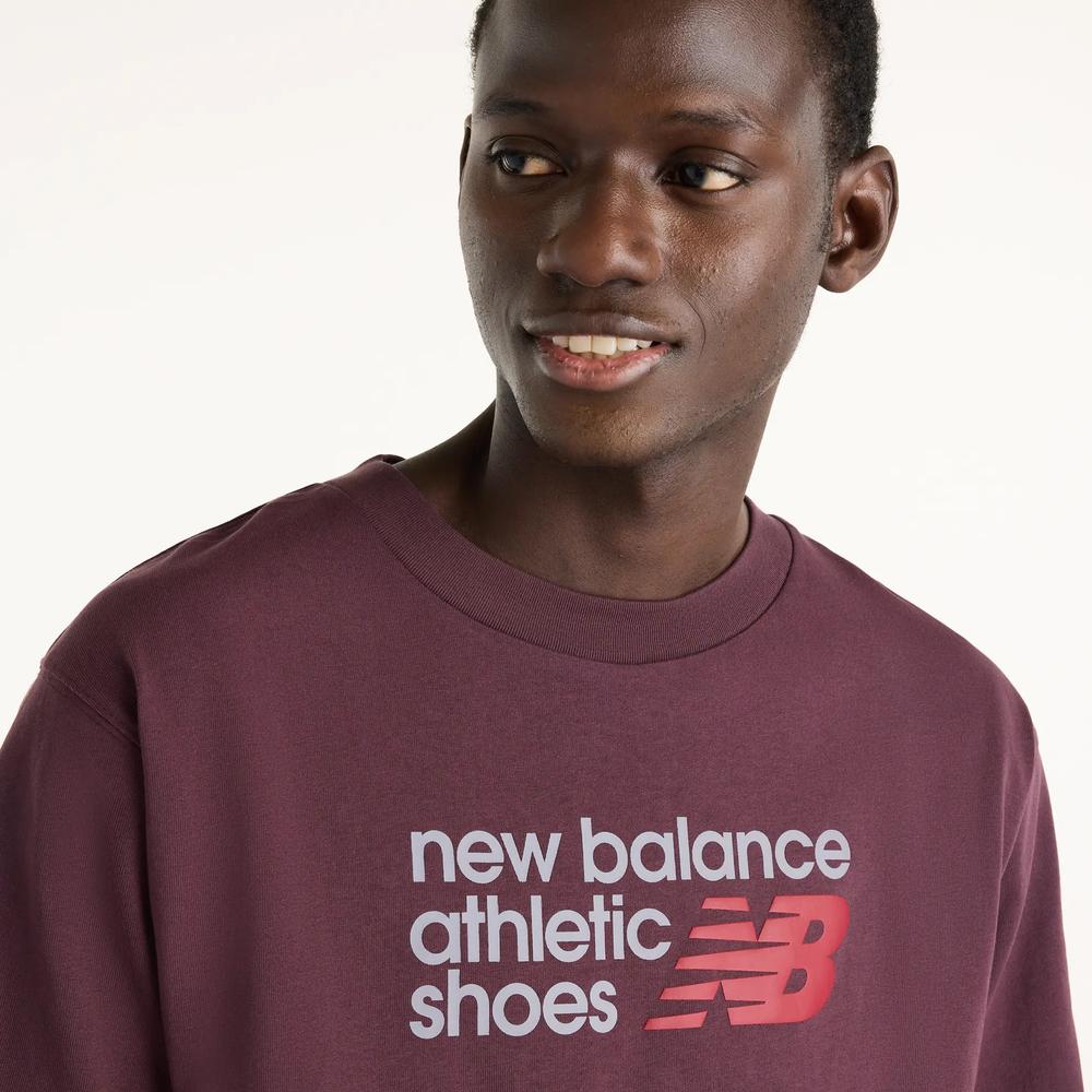 Pánské tričko New Balance Athletics Premium Relaxed Chest Logo MT51900YLR - bordové