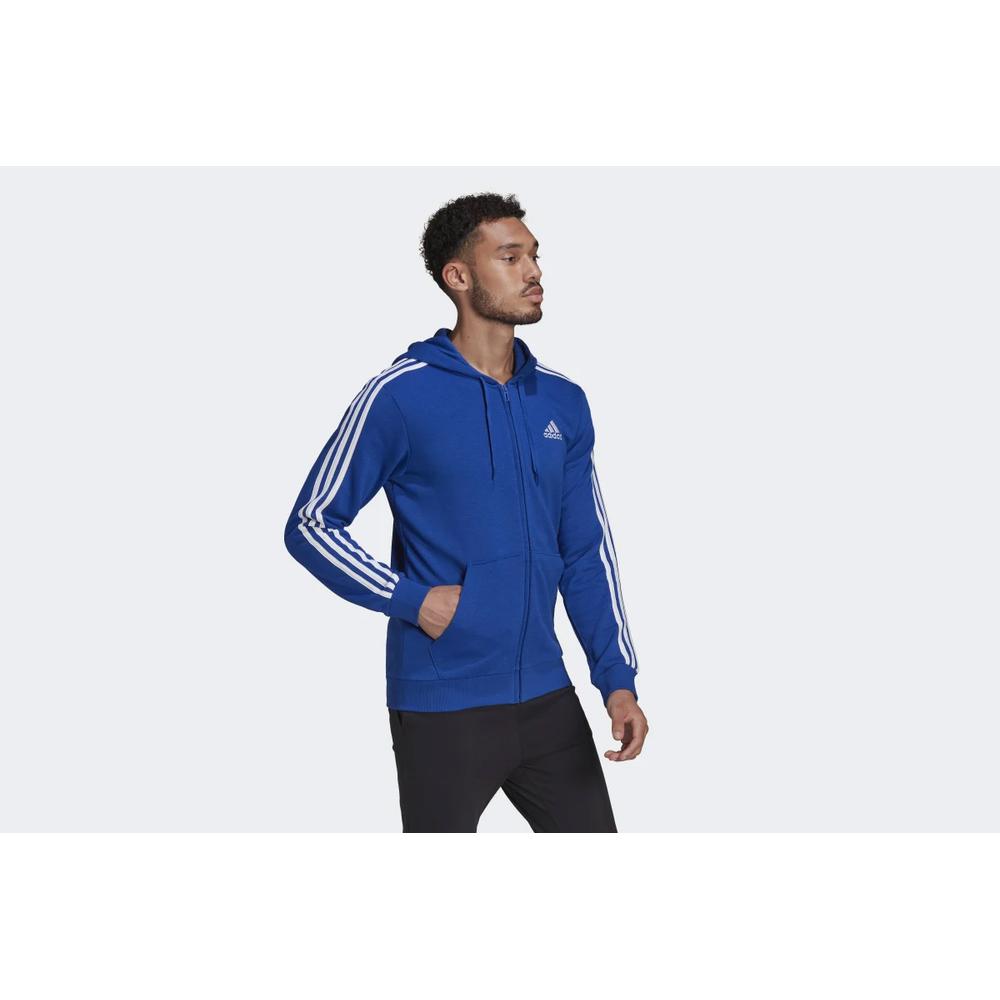 Mikina adidas Essentials French Terry 3-Stripes Full-Zip Hoodie HE4427 - tmavě modrě
